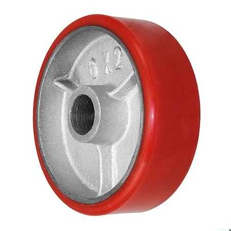Durastar Wheel, 6X2 Polyurethane, Steel (Red, Silver), 1-3/16 Plain Bore 620PU84V